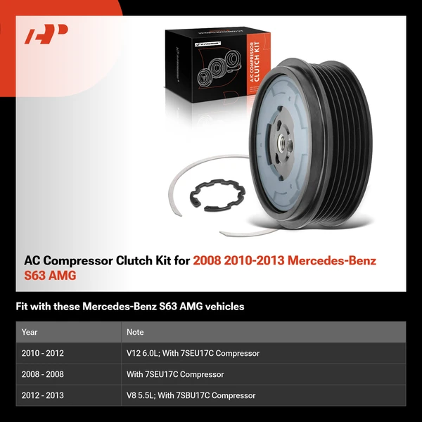 AC Compressor Clutch Kit for 2008 2010-2013 Mercedes-Benz S63 AMG