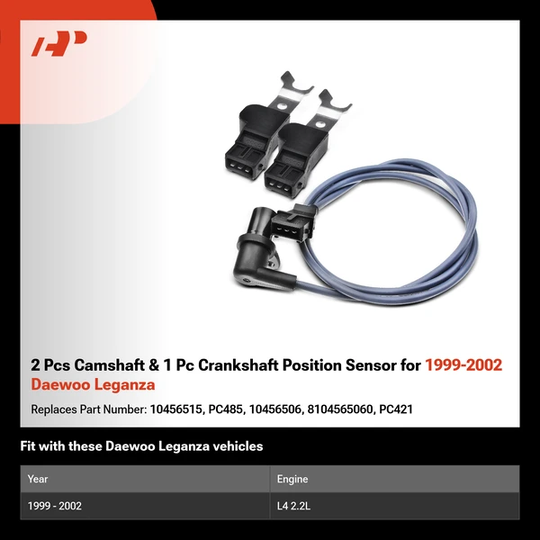 2 Pcs Camshaft & 1 Pc Crankshaft Position Sensor for 1999-2002 Daewoo Leganza