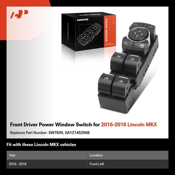 Front Driver Power Window Switch for 2016-2018 Lincoln MKX