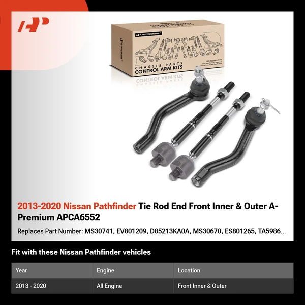 2013-2020 Nissan Pathfinder Tie Rod End Front Inner & Outer A-Premium APCA6552