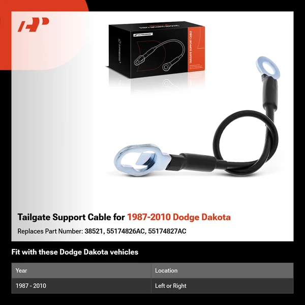 Tailgate Support Cable for 1987-2010 Dodge Dakota