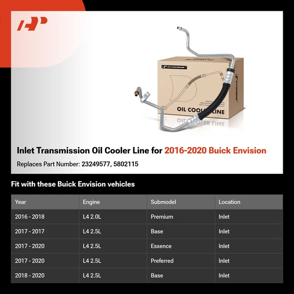 Inlet Transmission Oil Cooler Line for 2016-2020 Buick Envision