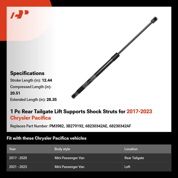 1 Pc Rear Tailgate Lift Supports Shock Struts for 2017-2023 Chrysler Pacifica