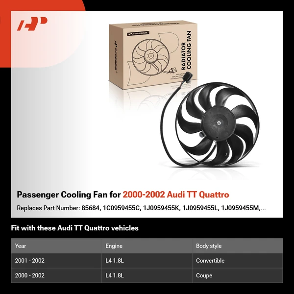 Passenger Cooling Fan for 2000-2002 Audi TT Quattro
