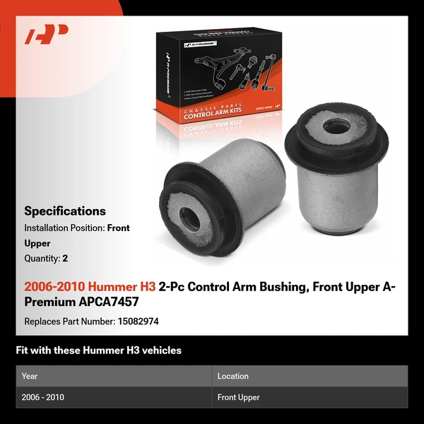 2006-2010 Hummer H3 2-Pc Control Arm Bushing, Front Upper A-Premium APCA7457