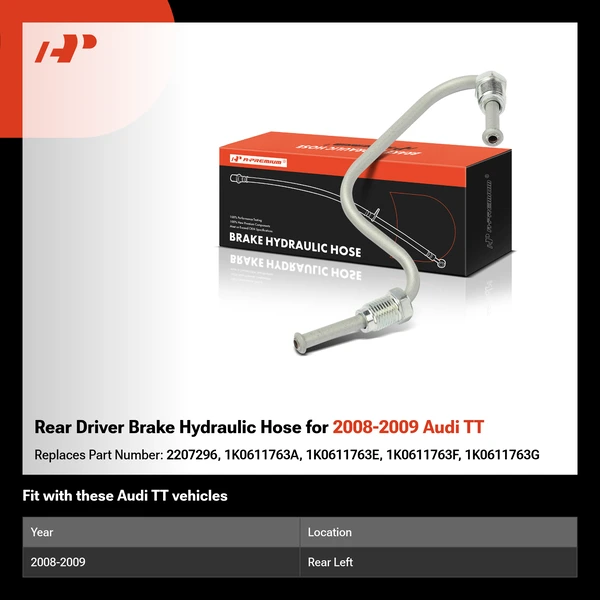 Rear Driver Brake Hydraulic Hose for 2008-2009 Audi TT