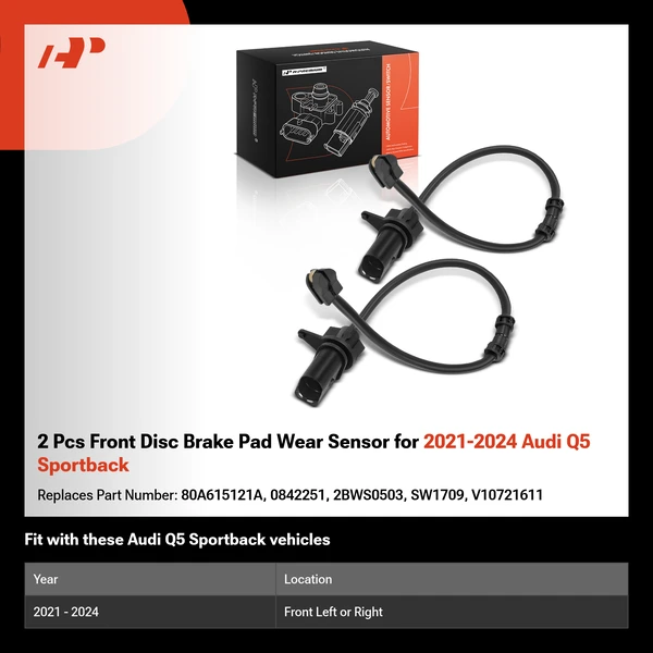 2 Pcs Front Disc Brake Pad Wear Sensor for 2021-2024 Audi Q5 Sportback