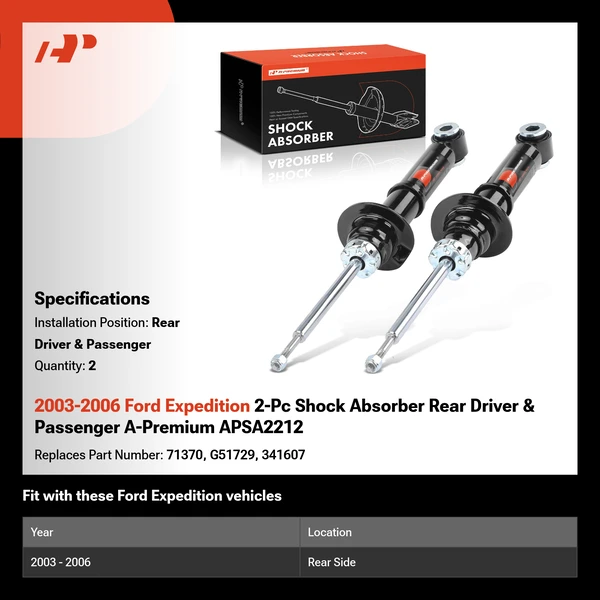 2003-2006 Ford Expedition 2-Pc Shock Absorber Rear Driver & Passenger A-Premium APSA2212