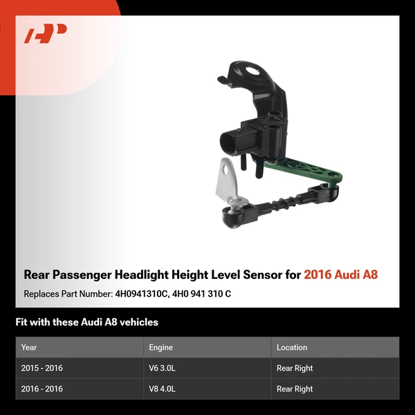 Rear Passenger Headlight Height Level Sensor for 2016 Audi A8