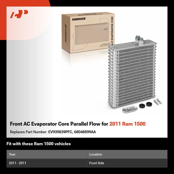 Front AC Evaporator Core Parallel Flow for 2011 Ram 1500