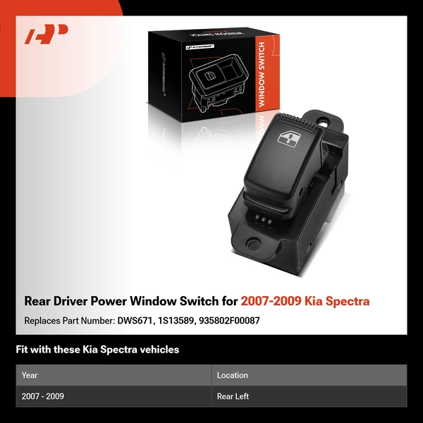 Rear Driver Power Window Switch for 2007-2009 Kia Spectra