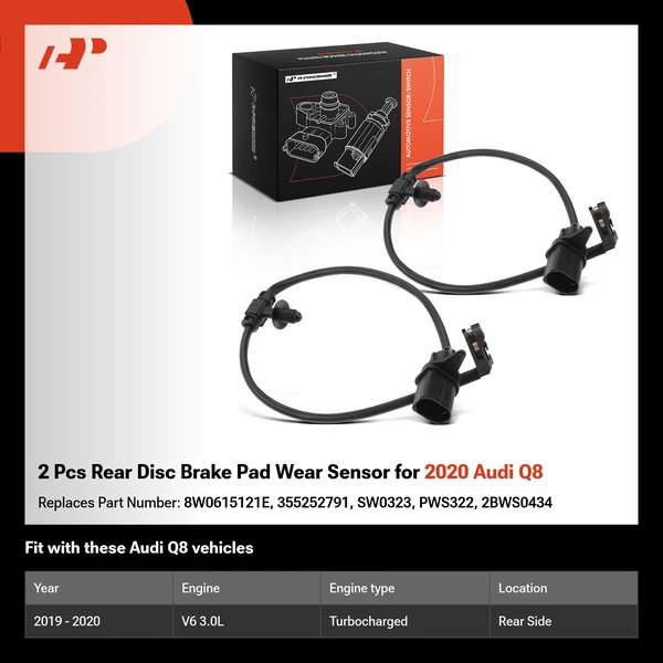 2 Pcs Rear Disc Brake Pad Wear Sensor for 2020 Audi Q8