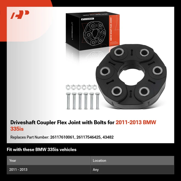 Driveshaft Coupler Flex Joint with Bolts for 2011-2013 BMW 335is