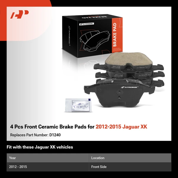4 Pcs Front Ceramic Brake Pads for 2012-2015 Jaguar XK
