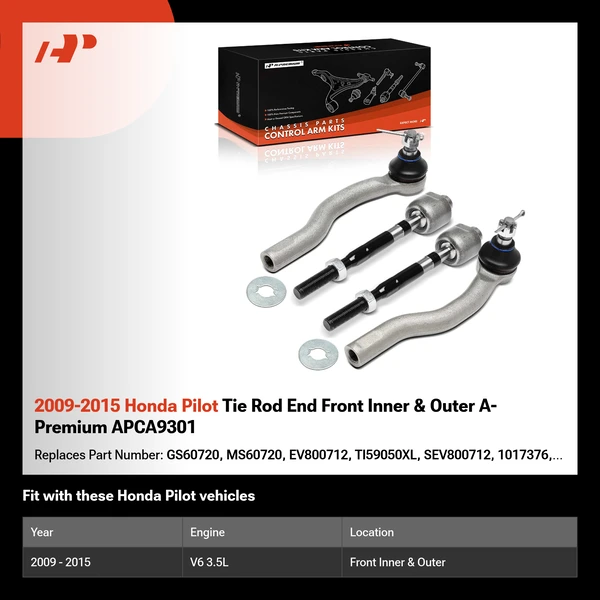 2009-2015 Honda Pilot Tie Rod End Front Inner & Outer A-Premium APCA9301