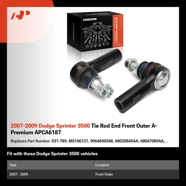 2007-2009 Dodge Sprinter 3500 Tie Rod End Front Outer A-Premium APCA6187