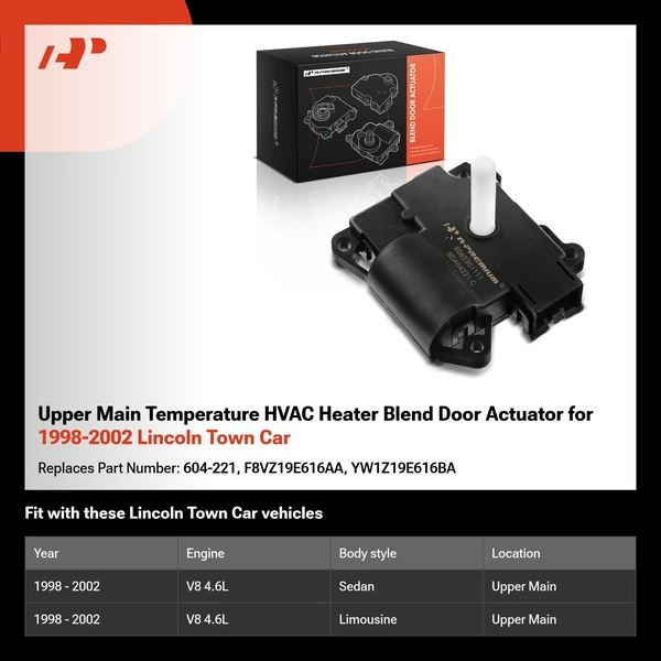 Upper Main Temperature HVAC Heater Blend Door Actuator for 1998-2002 Lincoln Town Car