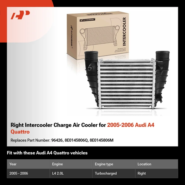 Right Intercooler Charge Air Cooler for 2005-2006 Audi A4 Quattro