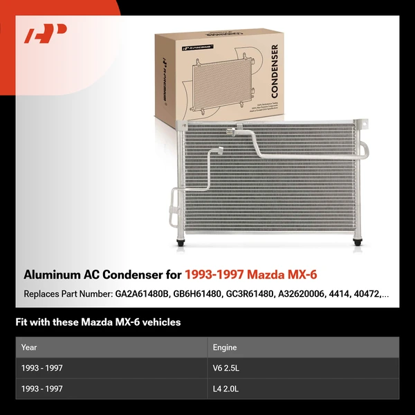 Aluminum AC Condenser for 1993-1997 Mazda MX-6