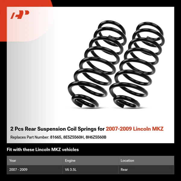 2 Pcs Rear Suspension Coil Springs for 2007-2009 Lincoln MKZ