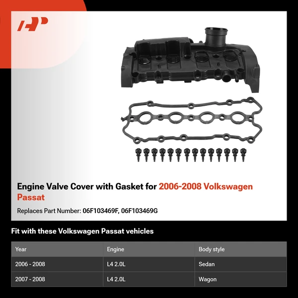 Engine Valve Cover with Gasket for 2006-2008 Volkswagen Passat