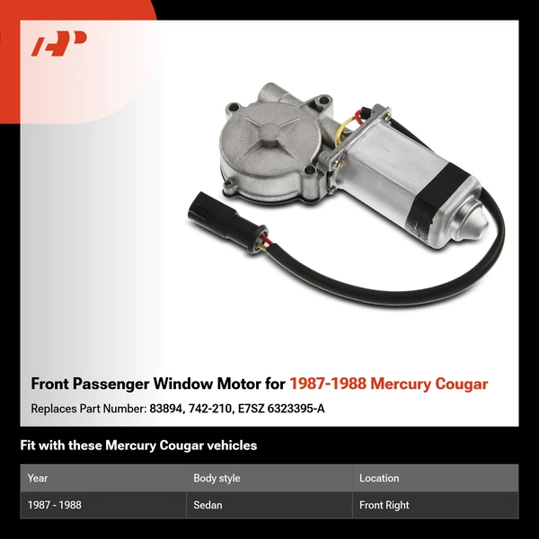 Front Passenger Window Motor for 1987-1988 Mercury Cougar
