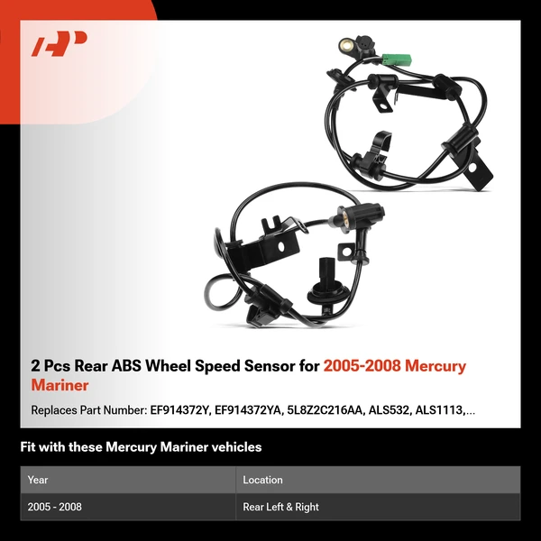 2 Pcs Rear ABS Wheel Speed Sensor for 2005-2008 Mercury Mariner