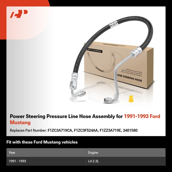 Power Steering Pressure Line Hose Assembly for 1991-1993 Ford Mustang