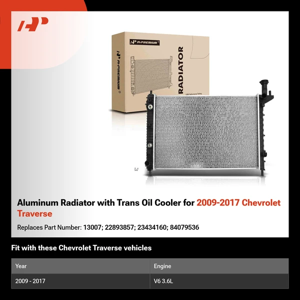 Aluminum Radiator with Trans Oil Cooler for 2009-2017 Chevrolet Traverse
