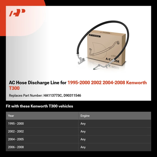 AC Hose Discharge Line for 1995-2000 2002 2004-2008 Kenworth T300