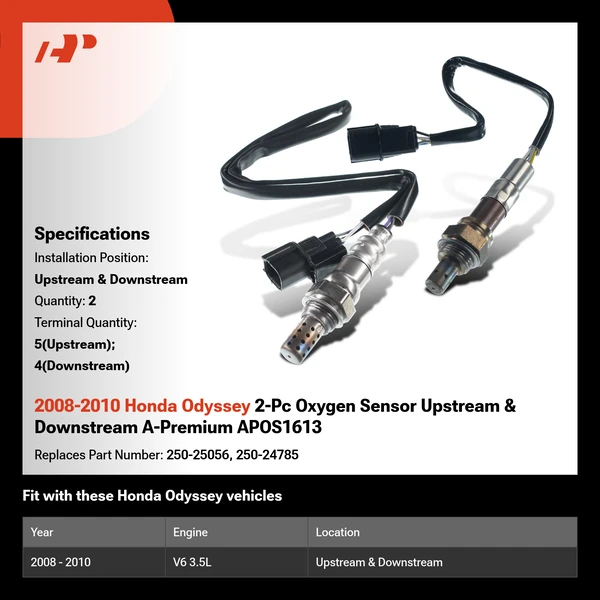 2008-2010 Honda Odyssey 2-Pc Oxygen Sensor Upstream & Downstream A-Premium APOS1613