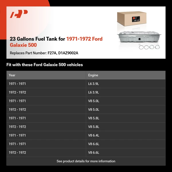 23 Gallons Fuel Tank for 1971-1972 Ford Galaxie 500