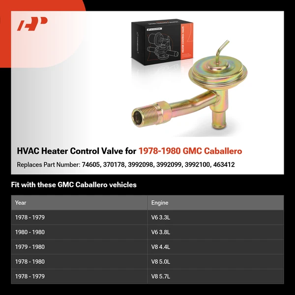 HVAC Heater Control Valve for 1978-1980 GMC Caballero
