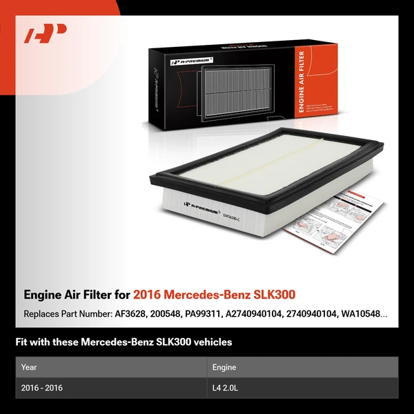 Engine Air Filter for 2016 Mercedes-Benz SLK300