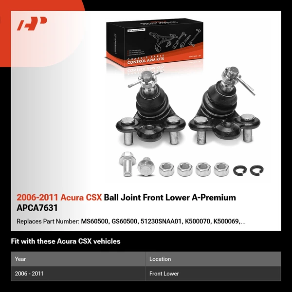 2006-2011 Acura CSX Ball Joint Front Lower A-Premium APCA7631