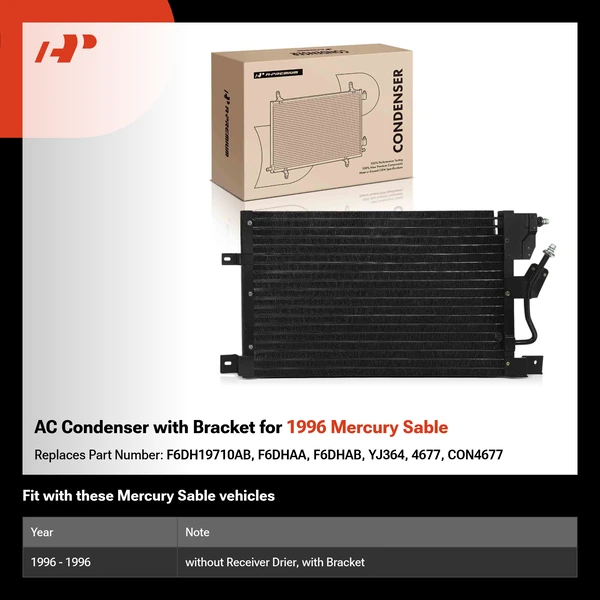 AC Condenser with Bracket for 1996 Mercury Sable