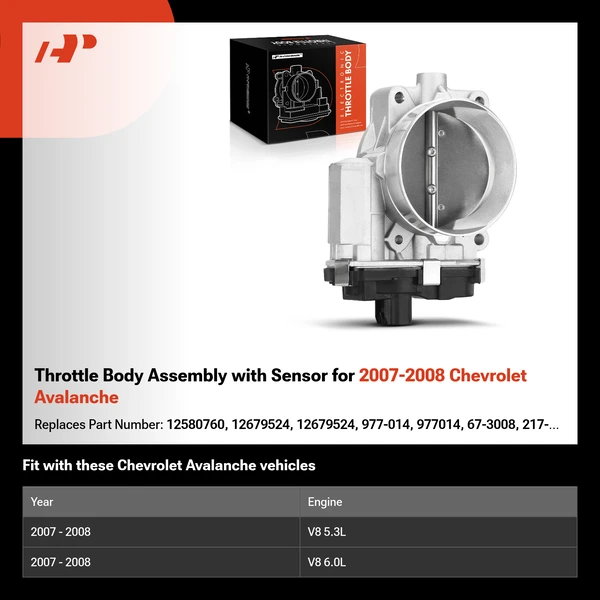Throttle Body Assembly with Sensor for 2007-2008 Chevrolet Avalanche