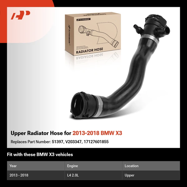 Upper Radiator Hose for 2013-2018 BMW X3
