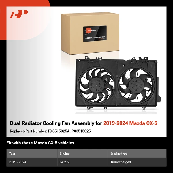 Dual Radiator Cooling Fan Assembly for 2019-2024 Mazda CX-5
