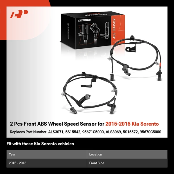 2 Pcs Front ABS Wheel Speed Sensor for 2015-2016 Kia Sorento