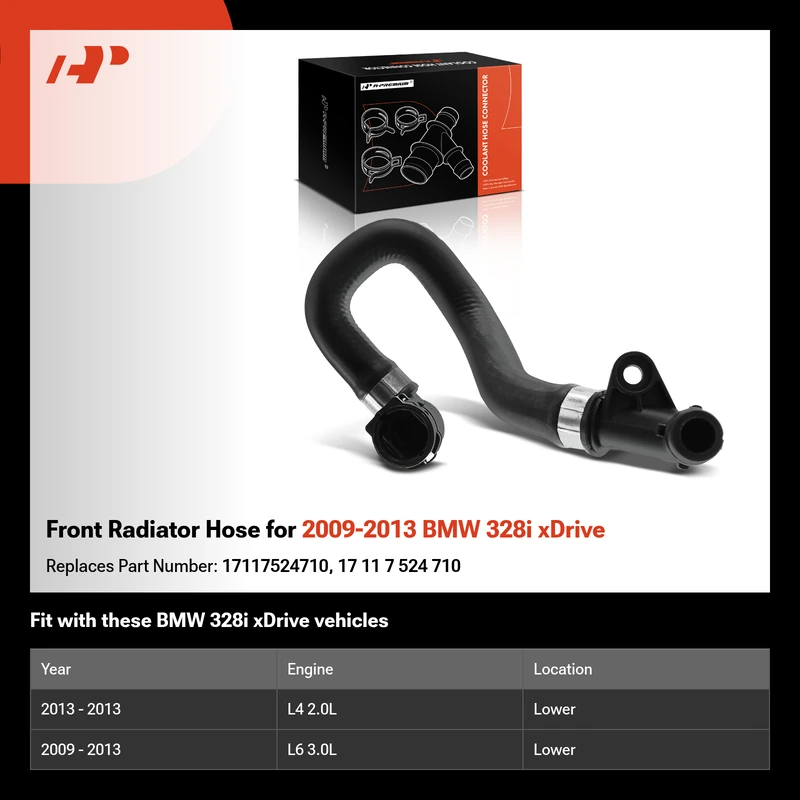 Front Radiator Hose for 2009-2013 BMW 328i xDrive