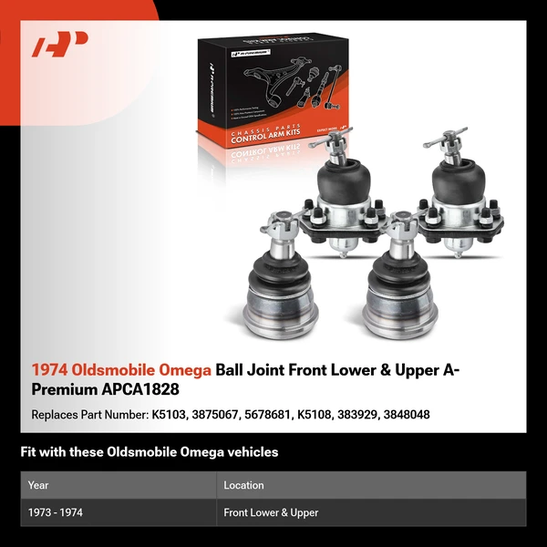 1974 Oldsmobile Omega Ball Joint Front Lower & Upper A-Premium APCA1828