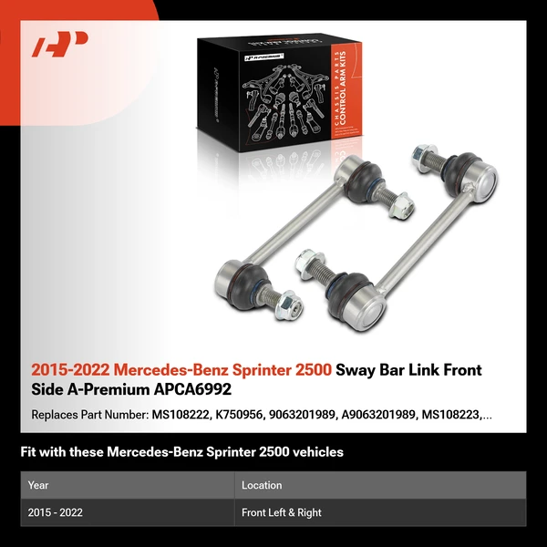 2015-2022 Mercedes-Benz Sprinter 2500 Sway Bar Link Front Side A-Premium APCA6992