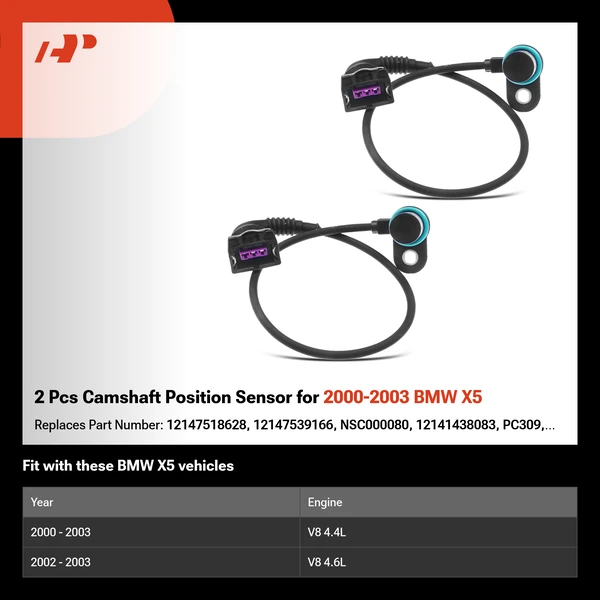 2 Pcs Camshaft Position Sensor for 2000-2003 BMW X5
