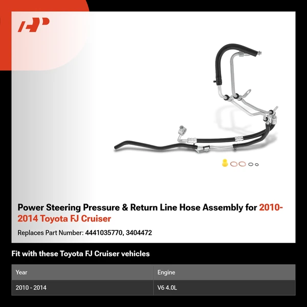 Power Steering Pressure & Return Line Hose Assembly for 2010-2014 Toyota FJ Cruiser