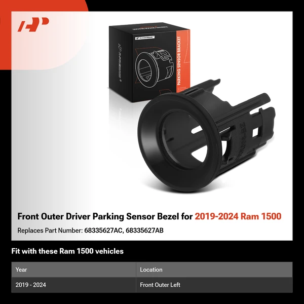 Front Outer Driver Parking Sensor Bezel for 2019-2024 Ram 1500