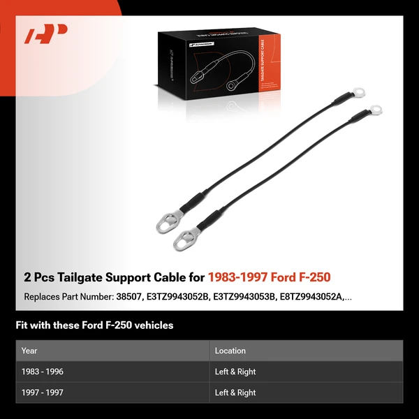 2 Pcs Tailgate Support Cable for 1983-1997 Ford F-250