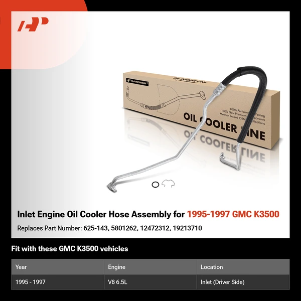 Inlet Engine Oil Cooler Hose Assembly for 1995-1997 GMC K3500