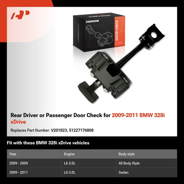 Rear Driver or Passenger Door Check for 2009-2011 BMW 328i xDrive