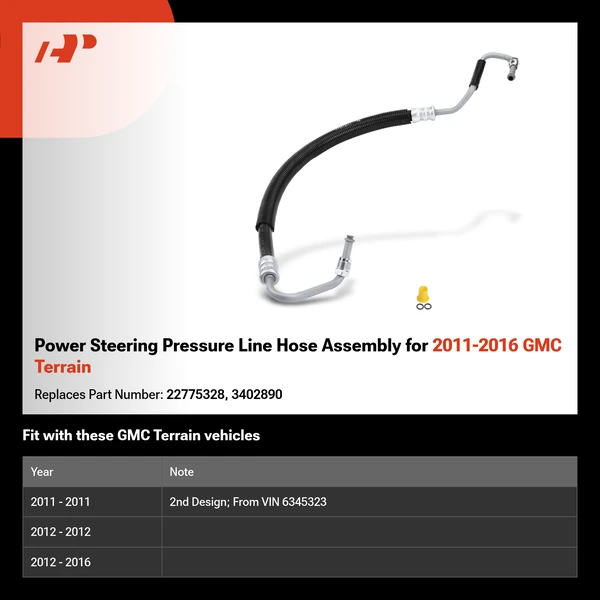 Power Steering Pressure Line Hose Assembly for 2011-2016 GMC Terrain